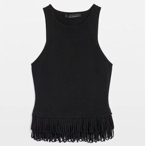 nwt $100 tags WHITE HOUSE BLACK MARKET fringe hem sweater top